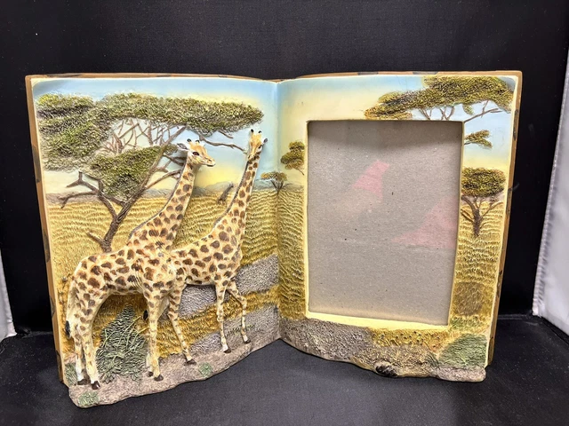 Resin Book Picture Frame 3D African Safari with 2 Giraffes 4.5" x 5" picture