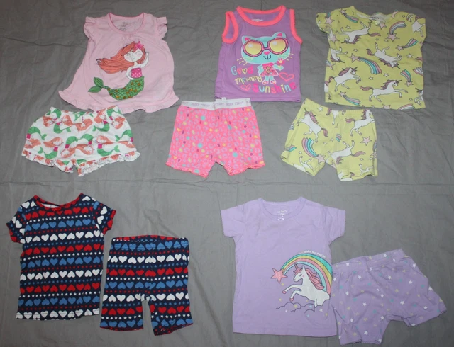 Lot baby girls clothes size 12 months spring summer 10 pc Pajama sets pjs