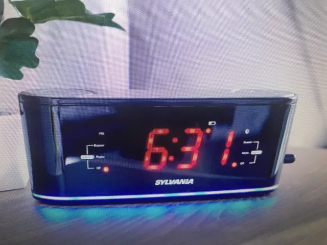 Sylvania Clock Radio Bluetooth Autoset W/ USB Charging, Dual Alarm & Night Light