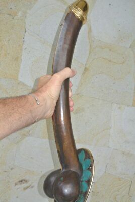 Massive DOOR PULL or HOOK heavy erect PENIS hand made solid brass 60cm handle B