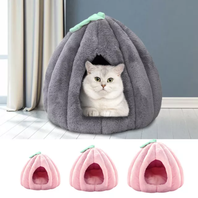 Plush Cat Small Dog House Bed Kitten Pet Igloo Cave Puppy Sleeping Cozy Cushion