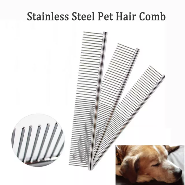 Pet Puppy Dog Cat Stainless Steel Comb Brush Hair Fur Trimmer Grooming Flea Comb