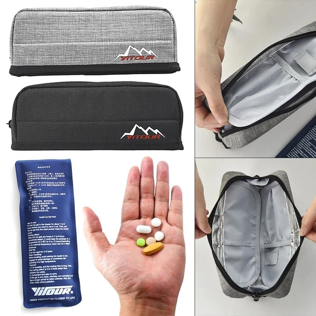 Estuche de viaje con aislamiento térmico bolsa de enfriamiento de insulina protector de píldoras Medicla