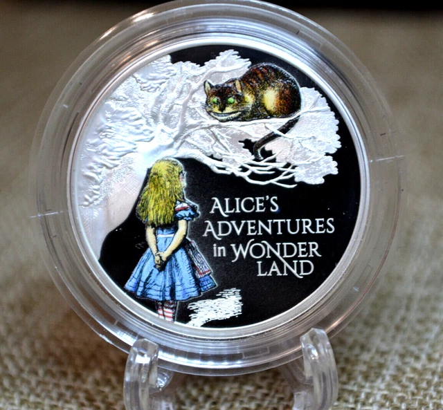 2 pounds Royal Mint 2021 UK 1 Oz Alice in Wonderland Coloured 999 Silver PROOF