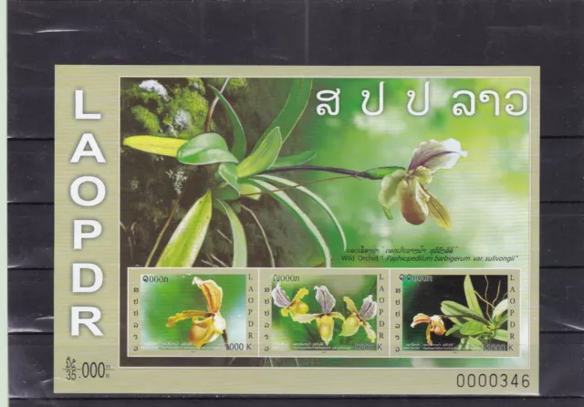 Laos orchids mnh imperforated souvenir sheet 2011 small number