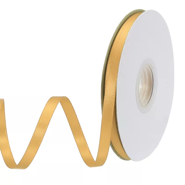 1/4" 25 Yard Double Faced Solid Satin Ribbon Polyester Fabric Gold