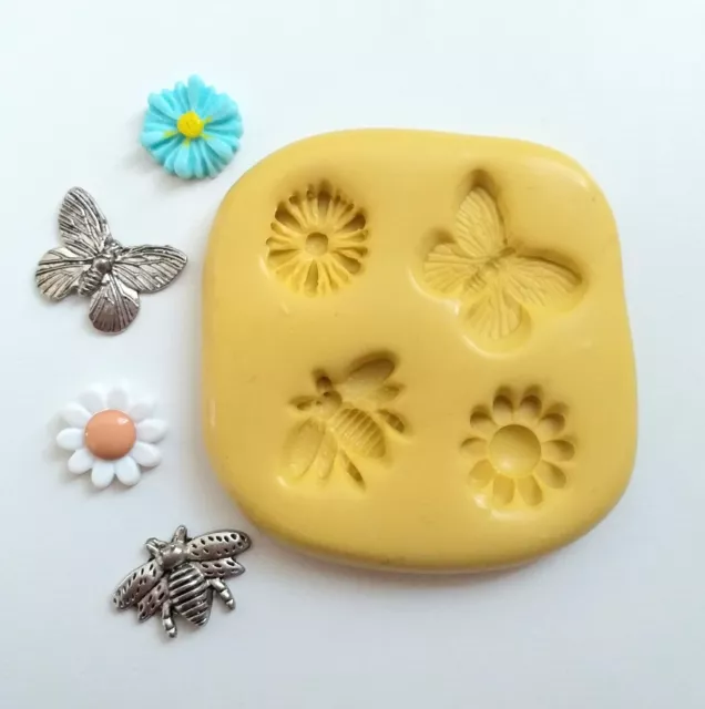 Daisy Bee Butterfly Silicone Moulds - Food Safe Polymer Clay Cake Decorate PMC