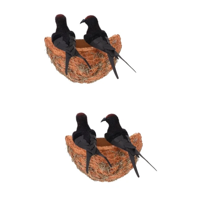 2 Sets Simuliertes Schwalbennest Gefiederte Vogelskulptur Statue Schlucken