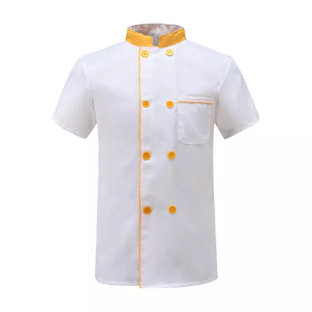 Men Uniform Contrast Color Stand Collar Easy to Wash Chef Shirt Restaurant