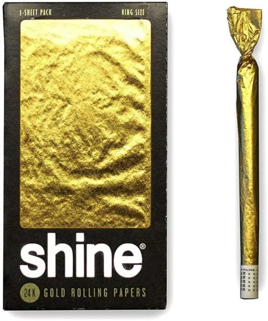 NEW Shine 1 Sheet Pack KING SIZE Rolling Paper 24K 24 Karat Gold