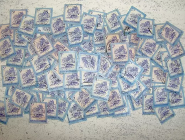 ca. 100 Marken 3,00 Schilling gestempelt / abgelöst, siehe Foto
