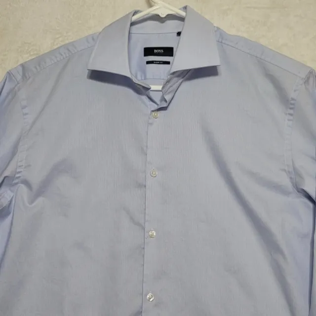 Boss Hugo Boss Mens Dress Shirt Light Blue Sharp Fit Size 17-32/33