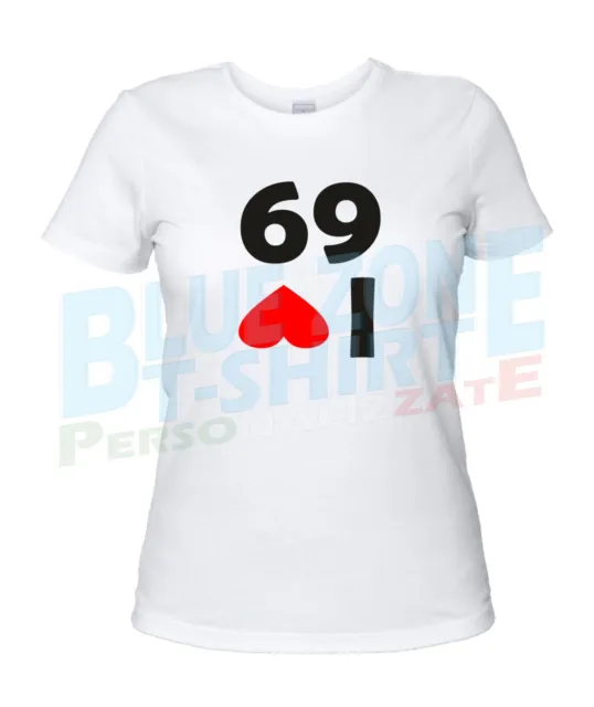 I Love 69 - Maglietta Doppio Senso Divertente T-Shirt da leggere al contrario 3