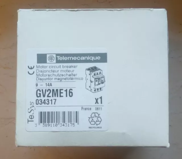 Telemecanique GV2ME16 / 9-14 A Motorschutzschalter (C96) Neu und OVP