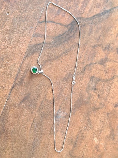 Pendentif Ancien En Argent Massif 925 - Longueur 38 Mm, Pierre Ronde - Occasion Très Bon état