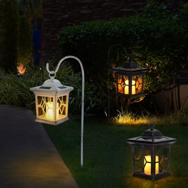 Solaire LED Lanterne Jardin Fiche Lampe Campagne Pointe Effet Feu Extérieur