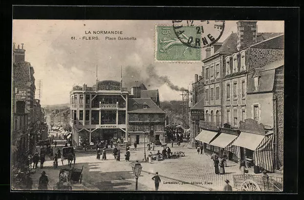 CPA Flers, Place Gambetta 1921