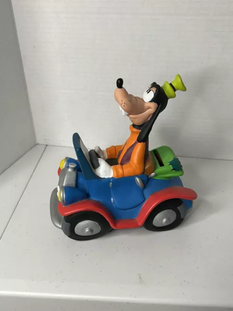 Vintage Disney Goofy Driving His Car Piggy Coin Bank w/ Stopper 8 x 7 x 4.5