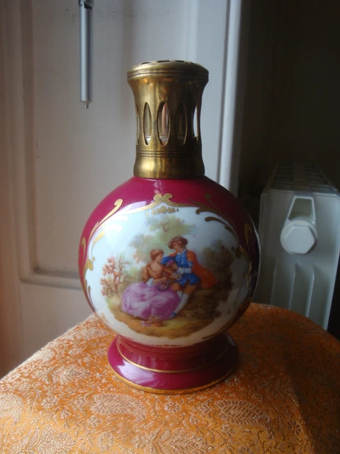 Lampe Berger Impériale Rouge 5055, Porcelaine De Limoges, Motif Abeilles, 11 Fl Oz