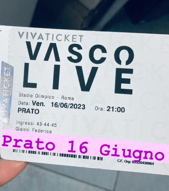 Biglietto Prato Vasco Rossi