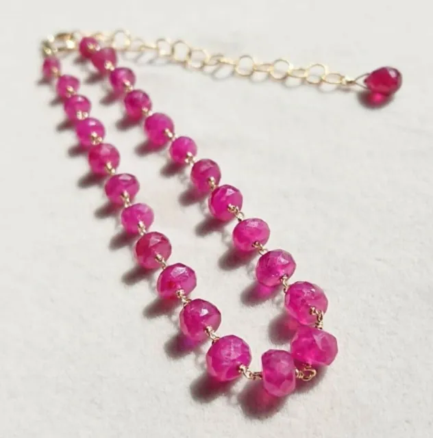 Cuentas de piedras preciosas preciosas de zafiro rosa rondelle 1 pulsera...