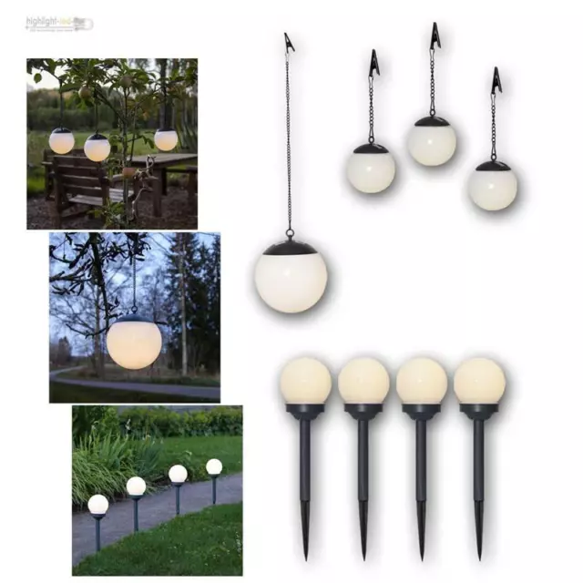 LED Solar-Kugeln GLOBUS Aufhänger & Gartenstecker, Garten Baum Deko-ration Lampe
