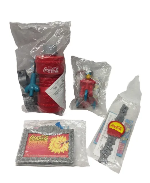 Coca Cola "Cycle On!" Lot Of 4 Toys - 1997 Wendys Kids Meal - New