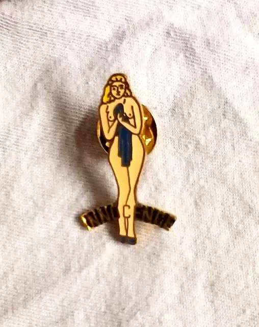 INNOCENCE Lady Woman Female Naked Nude Blonde Hair Gold Trim Lapel Hat Pin Tac