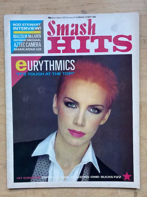 Eurythmics Smash Hits Magazine Aug 30 1984 Annie Lennox Cover With More Inside U