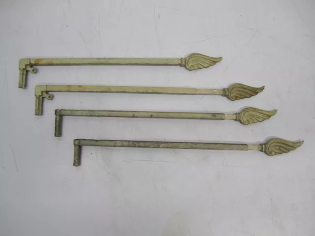4 Vtg Antique Cast Metal Swing Arm Extendable Curtain Rod Wing Final Art Deco