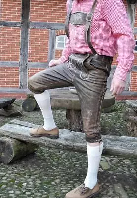 Antik Trachten Lederhose Büffelleder + Träger speckiges Design Neu