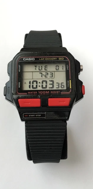 VINTAGE CASIO SDB-500W Water Resistant 100M Lap Memory 30 Black