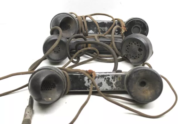 3 pc Antique Lineman Telephone Rail Road R/R Metal Test Phones Jack Parts Lot
