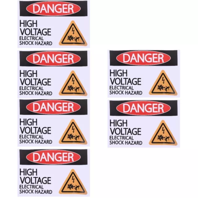 6 Sheets of High Voltage Electric Sticker High Voltage Signs Self Adhesive