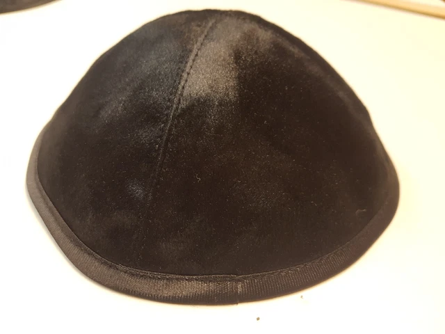 1x Kippa, Jarmulke, Kippah, Kipa Velluto Nero 16-17 cm