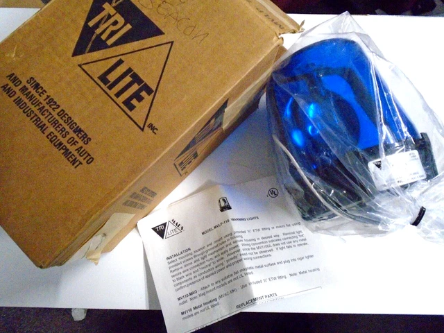 *NEW* Tri Lite MVLP-110 Blue Beacon Revolving Signal Warning Light