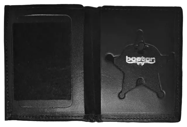 BOSTON LEATHER BOOK STYLE BADGE WALLET: 5 Point Star Cutout (155-S-5082)
