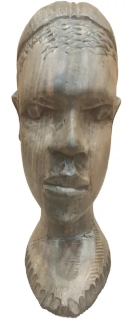 Vintage African American Ebony Wood Hand Carved Sculpture Carving