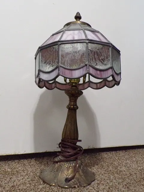 Vintage Tiffany Style Lamp w/Candle Stick Design