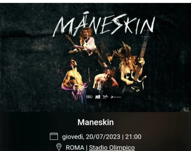 2 biglietti concerto Maneskin 20 luglio 2023 stadio olimpico