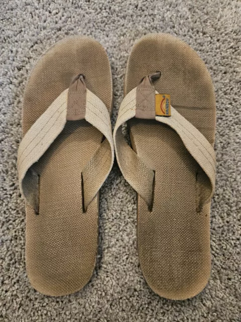 Rainbow Women’s Beige Hemp Sandals Size XL 8.5–9.5 Flip Flops