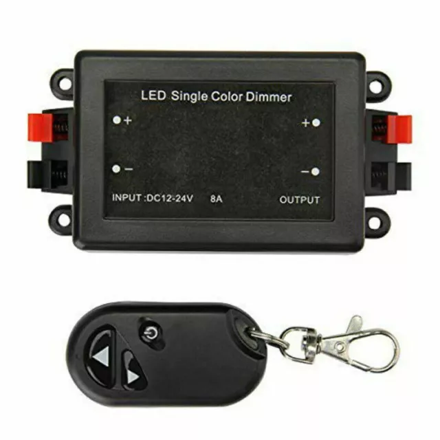 1X DC 12V 24V LED Funk Regler Dimmer mit Fernbedienung Kabellos Strip Leiste 8A