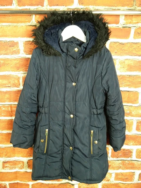 Girls Coat Age 7-8 Years Tu Padded Jacket Fleece Lined Hooded Winter Warm 128Cm