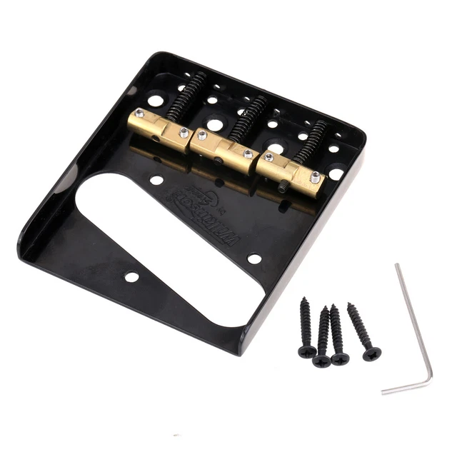 Wilkinson WTB Black Ashtray Brass Compensated 3-Saddle Bridge For Tele TL Guitar