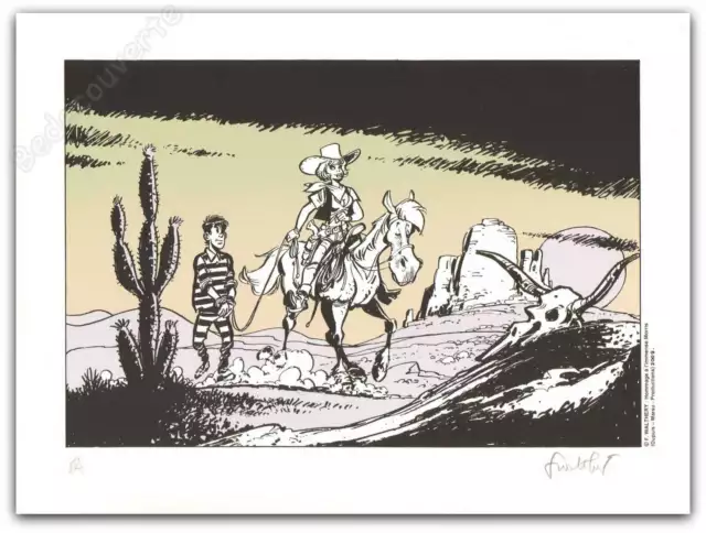 Affiche Sérigraphie Walthéry Natacha Hommage à Morris et Lucky Luke signée