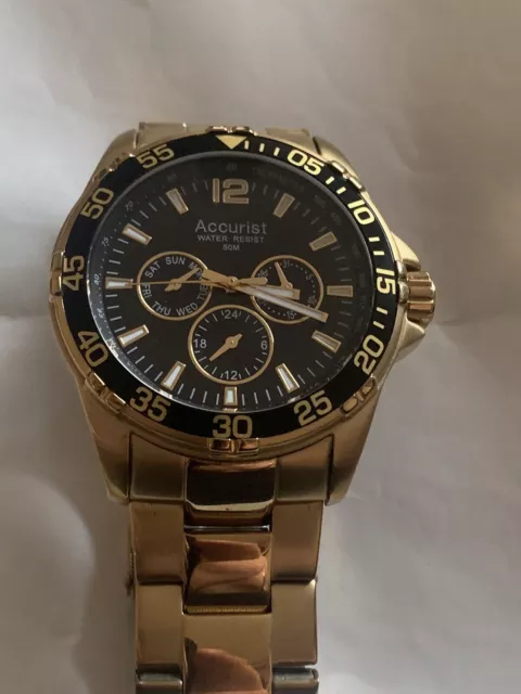 ACCURIST MENS JAPAN Movement Gold Plated Chronograph Watch MB1000B