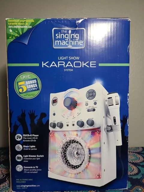 Singing Machine Karaoke System Microphone Party Lights Effect Cd G Discs Player