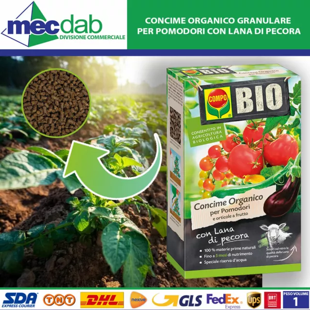 Concime Organico Granulare per Pomodori con Lana di Pecora COMPO Bio 750 Gr