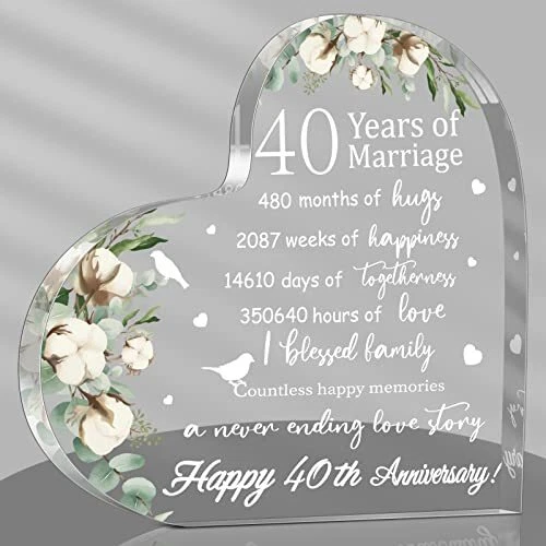 Anniversary Wedding Gift for Her Wife Husband Acrylic Happy Woman 40th Years