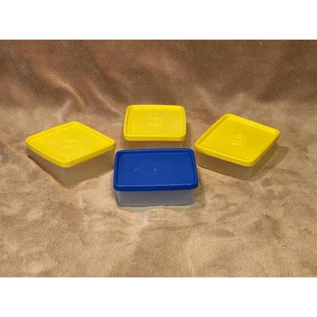 VINTAGE TUPPERWARE SET of (4) Small Rectangular Storage Containers w ...